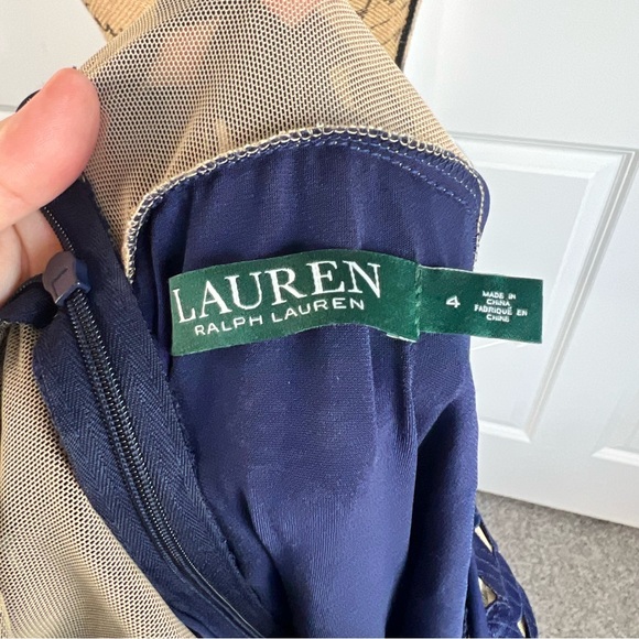 Sz 4 Lauren Ralph Lauren Polka Dot Lace Overlay Sheath Dress NWOT $170 MSRP - Picture 9 of 10